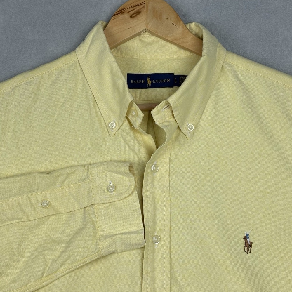 Polo Ralph Lauren Oxford Shirt Men’s Large Yellow Flesh Pony Long Sleeve Casual